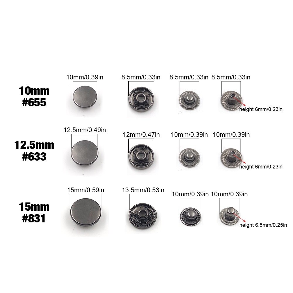 50 zestawów 655/633/831 metalo – Snap Fastener Set recenzja i cena